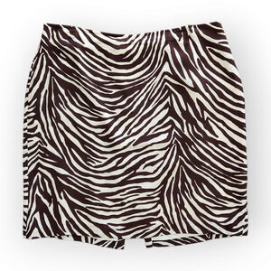 Vintage White Brown Zebra Print Silk Mini Skirt 14
